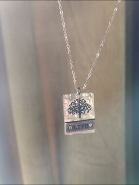 Silver 'Life' Tree Pendant Necklace